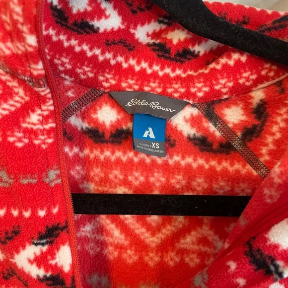 Eddie Bauer Orange Geometric Fleece Pullover - Picture 2 of 4
